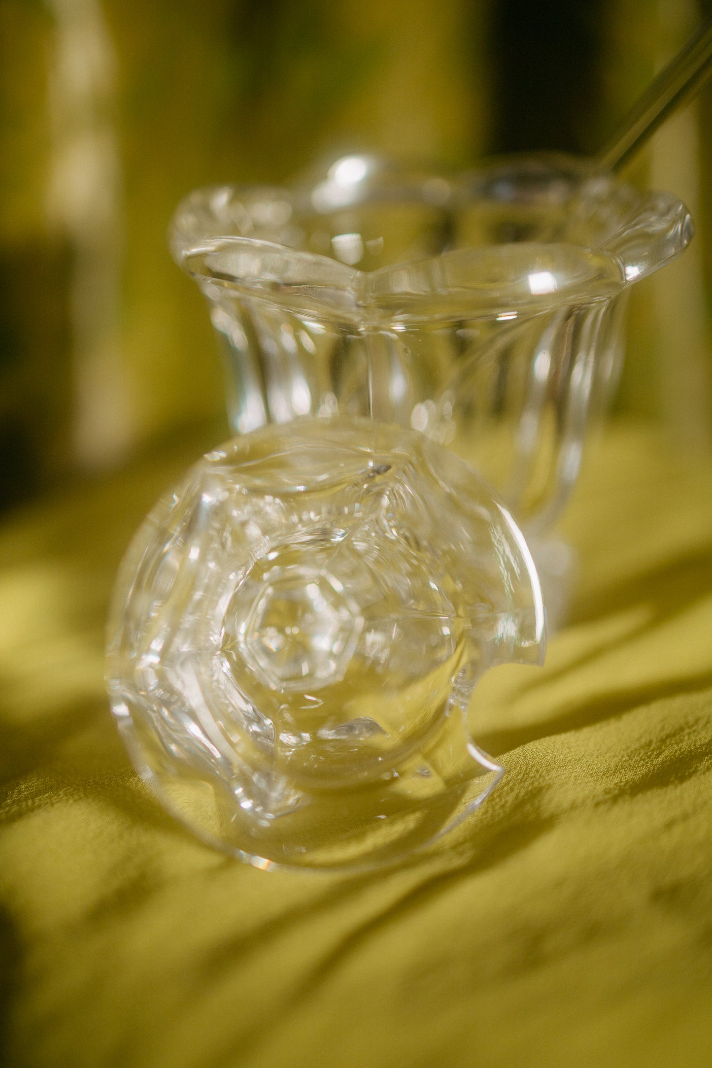 Pressed Glass Honey Jar with Lid and Spoon