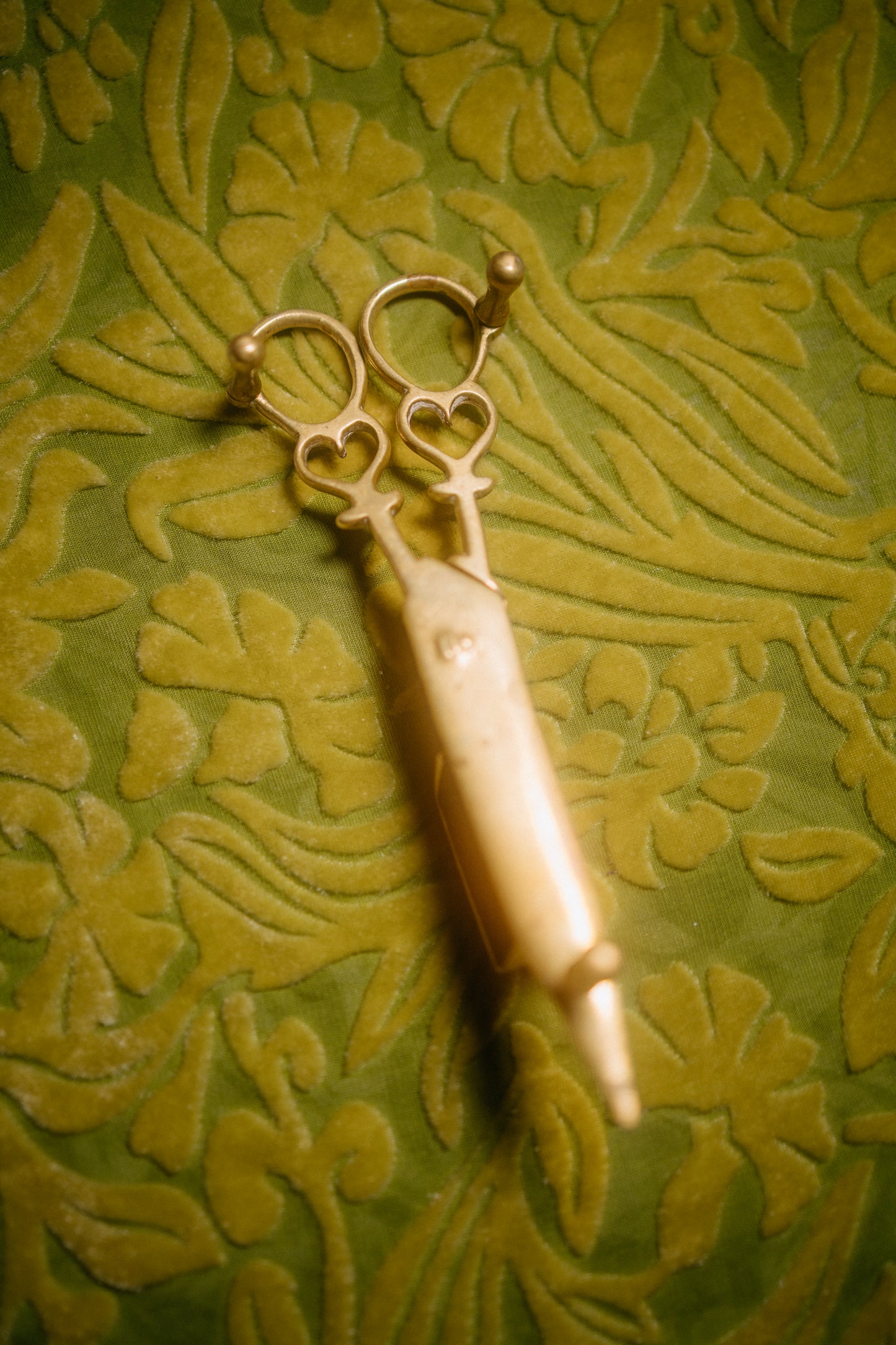 Antique Brass Heart Candle Snuffers