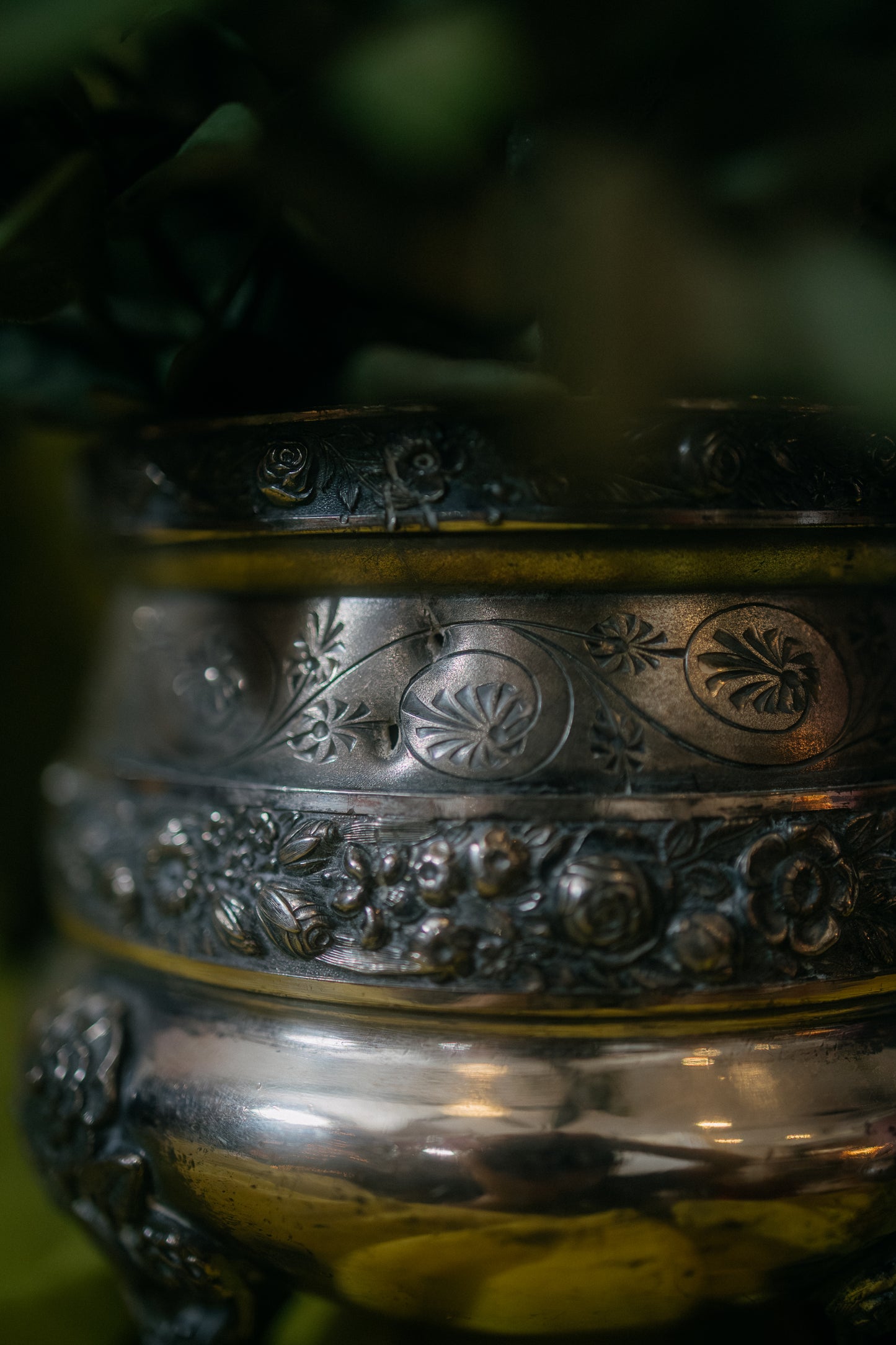 Antique Silver Plated Cachepot / Planter on Three Feet