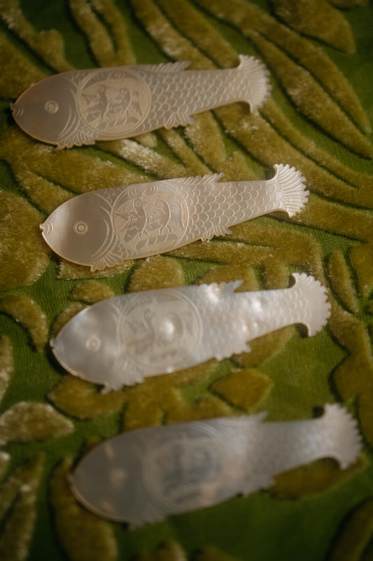 Antique Mother-of-Pearl Fish Gaming Counters
