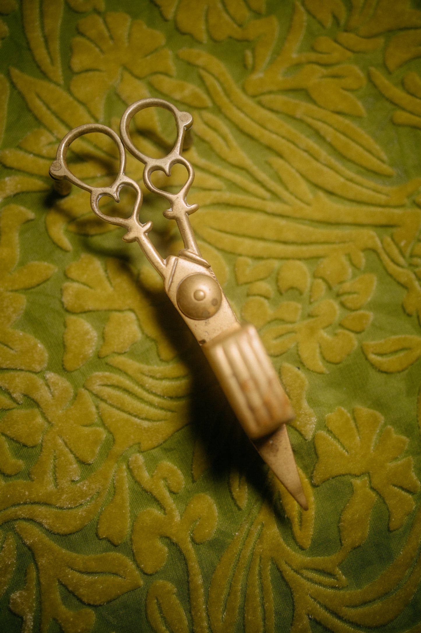 Antique Brass Heart Candle Snuffers