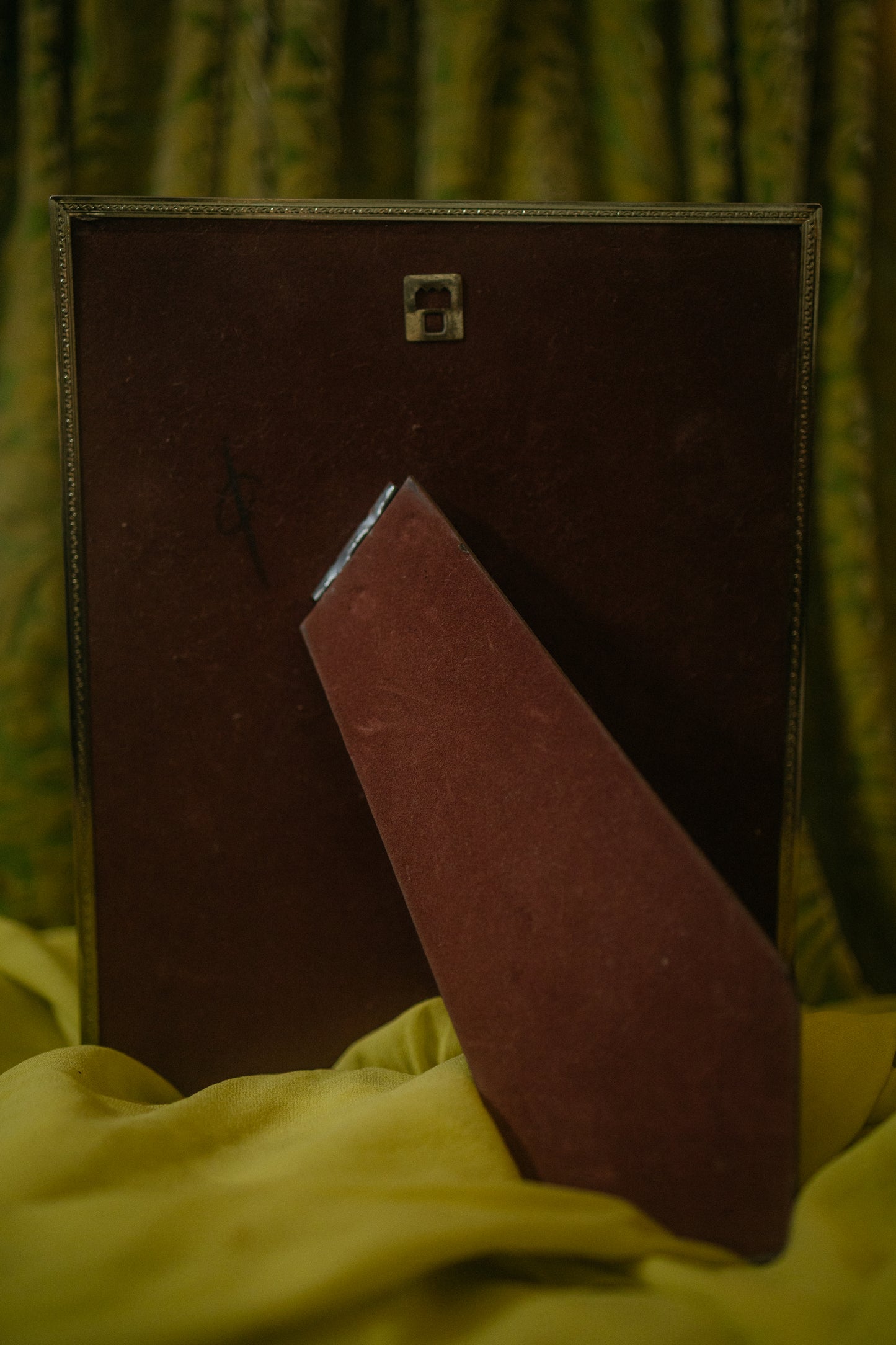 Antique Mother-of-Pearl Inlay Picture Frame with French Fashion Plate