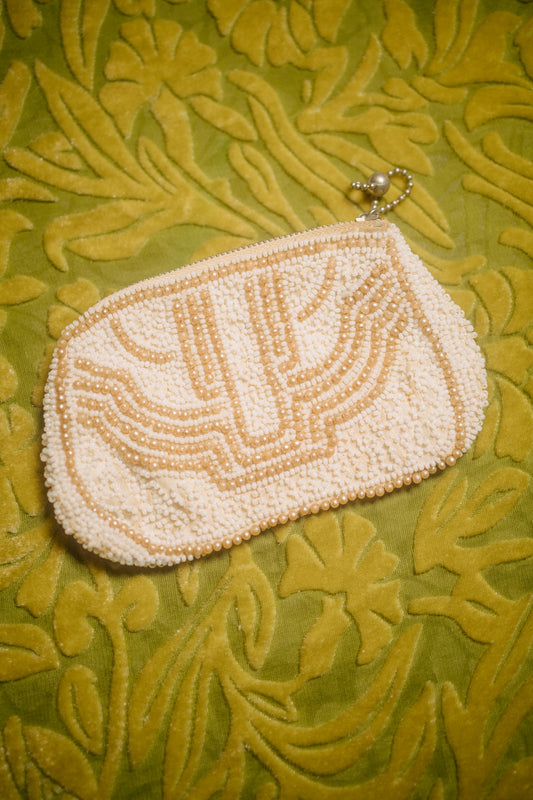 Vintage Beaded Coin Purse with Art Deco Motif